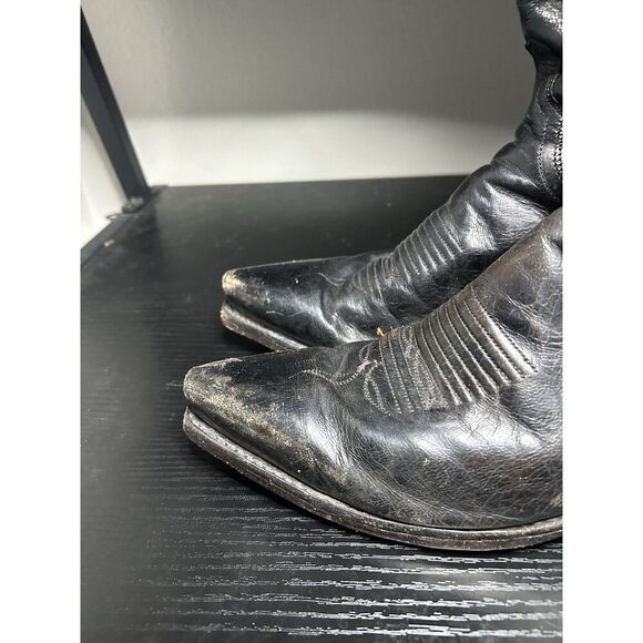 Lucchese 1883 Snip Toe Cowboy Boots Mens Size 8 D Black Leather - Picture 4 of 16